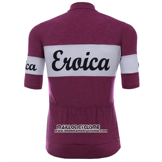 2018 Maillot Ciclismo Eroica Vino Fonce Rouge Manches Courtes et Cuissard